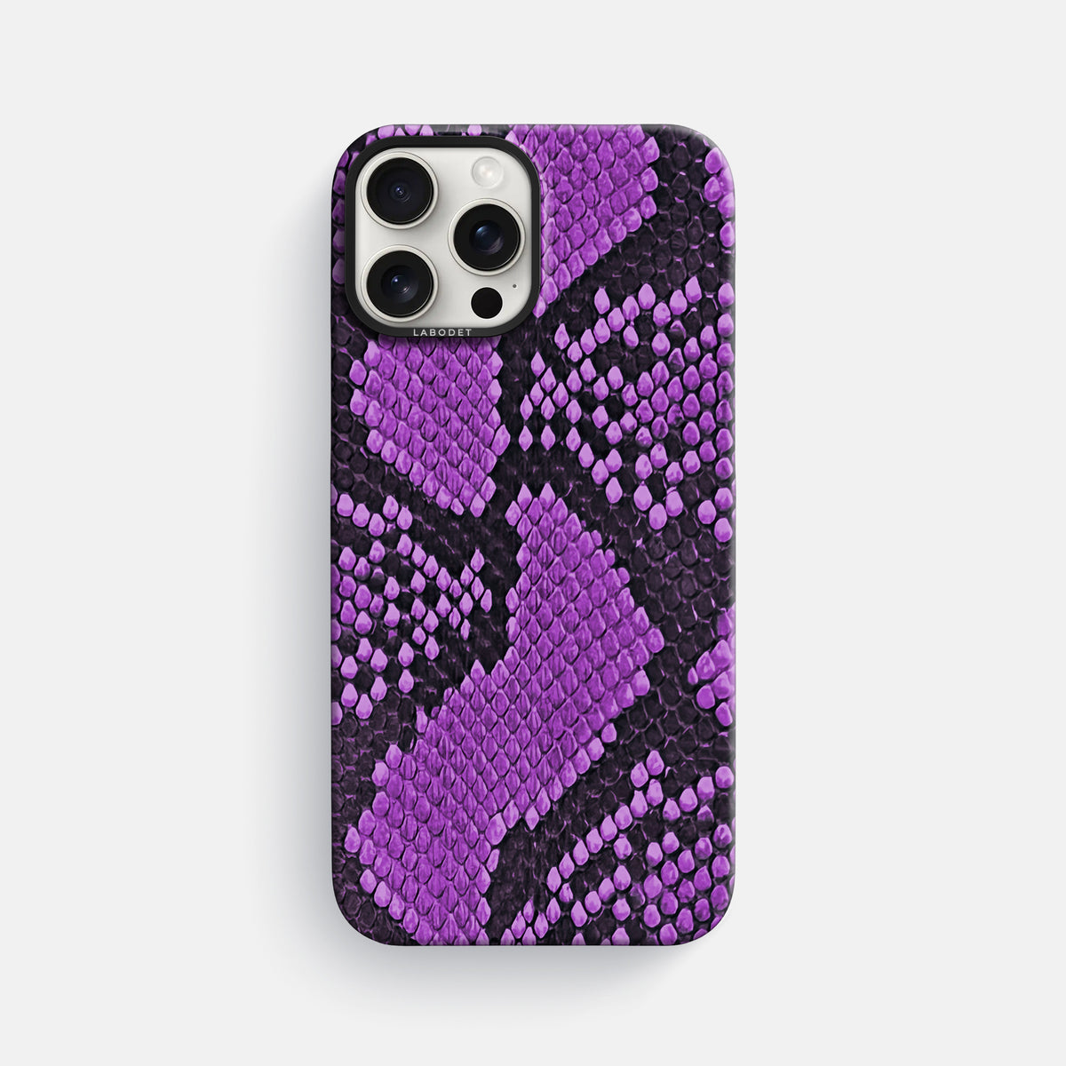 Purple iPhone 16 Pro Max Classic Case In Python with Black Metal -1 | Purple-Black