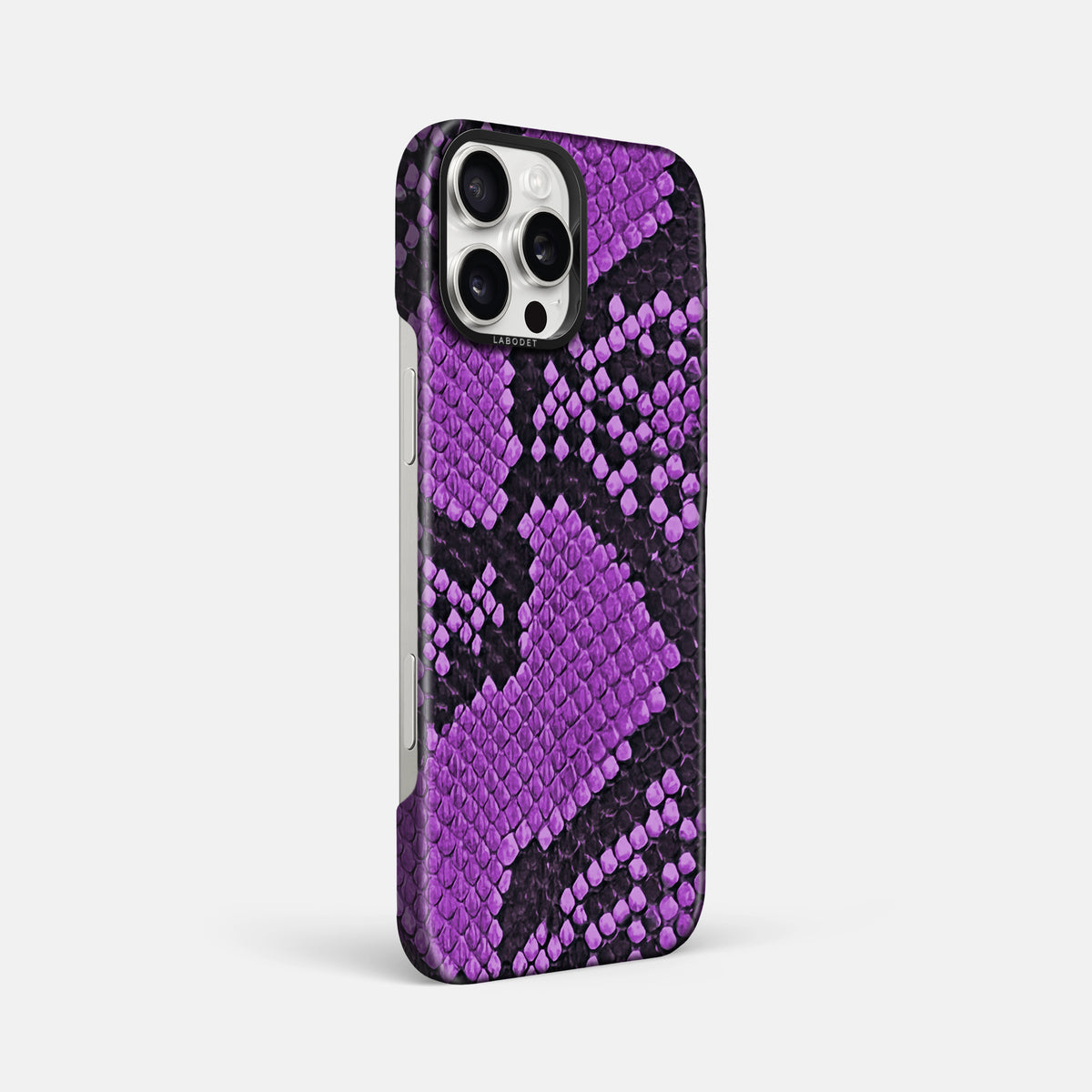 Purple iPhone 16 Pro Max Classic Case In Python with Black Metal -2 | Purple-Black