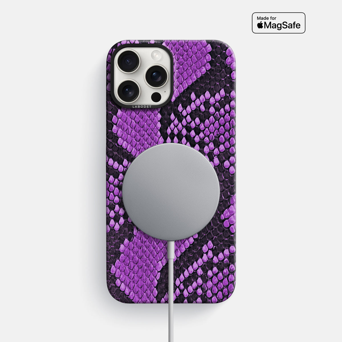 Purple iPhone 16 Pro Max Classic Case In Python with Black Metal -5 | Purple-Black