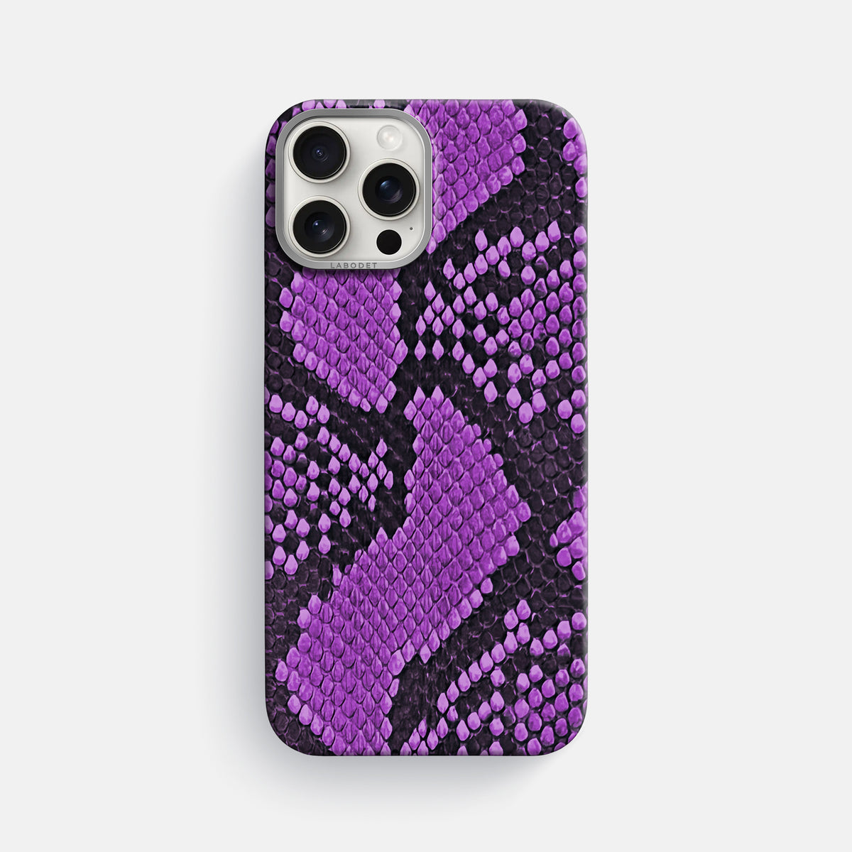 Purple iPhone 16 Pro Max Classic Case In Python with Steel Metal -1 | Purple-Steel