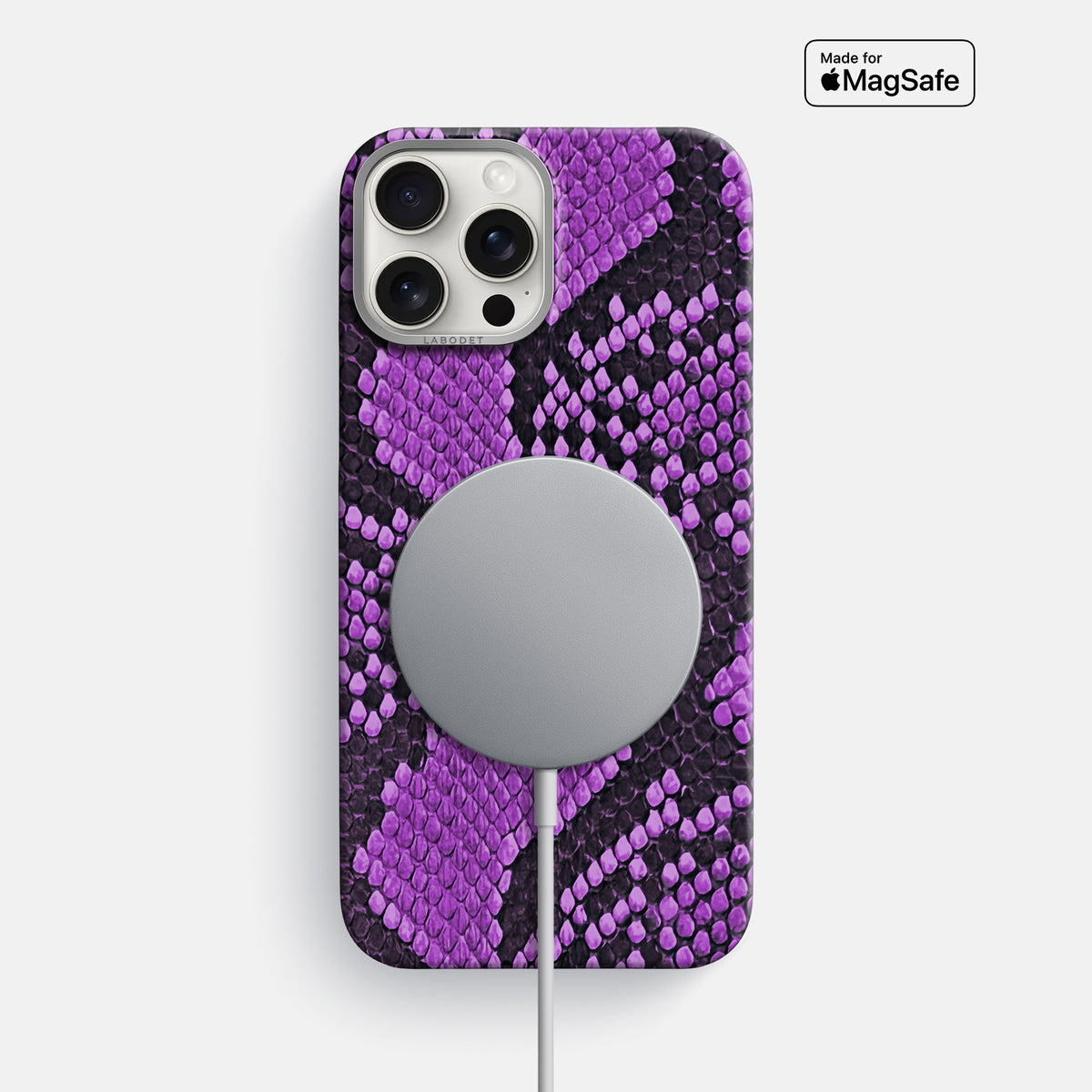 Purple iPhone 16 Pro Max Classic Case In Python with Steel Metal -5 | Purple-Steel