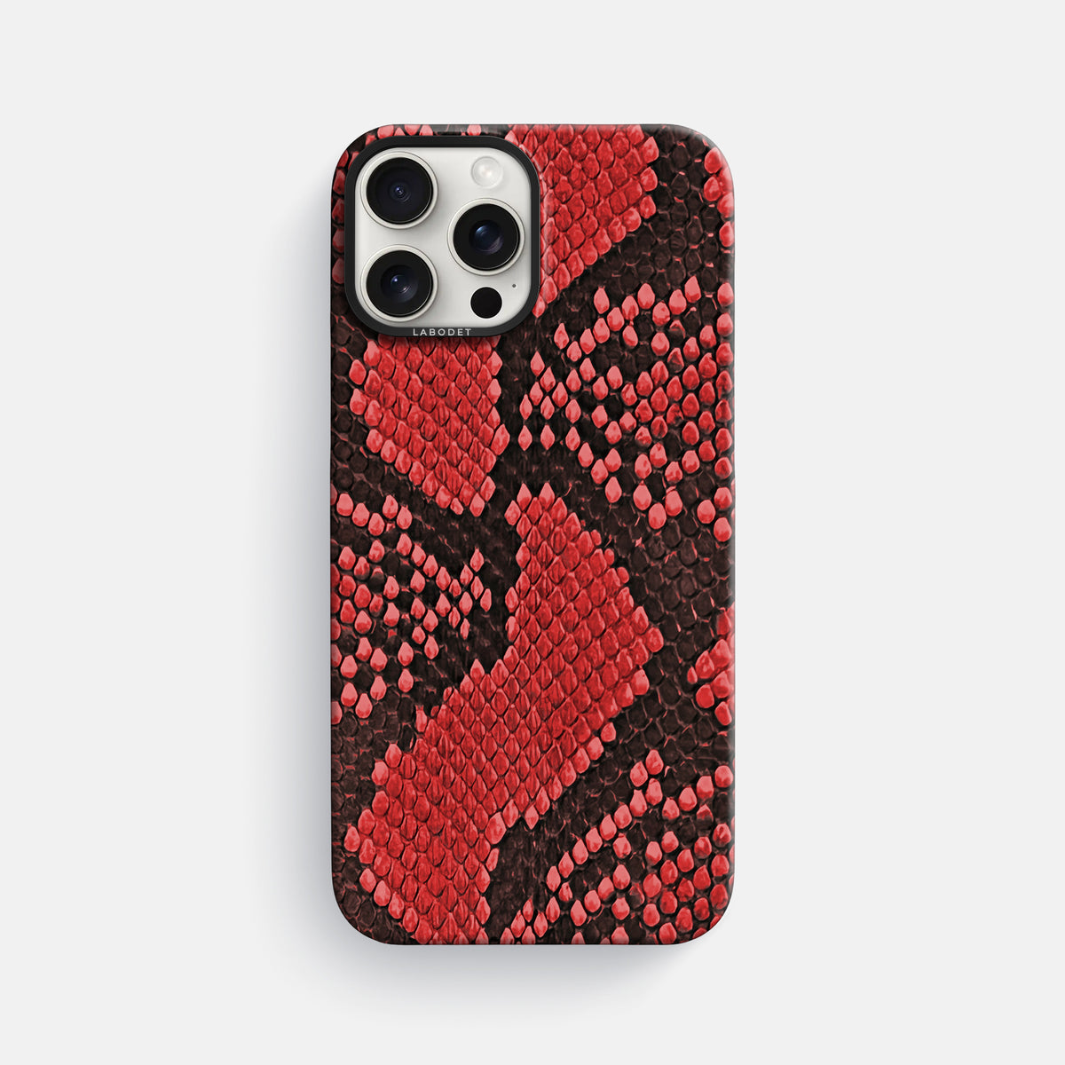Red iPhone 16 Pro Max Classic Case In Python with Black Metal -1 | Red-Black