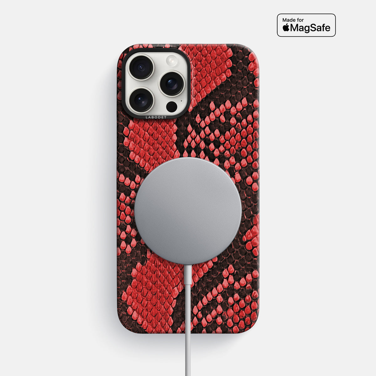 Red iPhone 16 Pro Max Classic Case In Python with Black Metal -5 | Red-Black