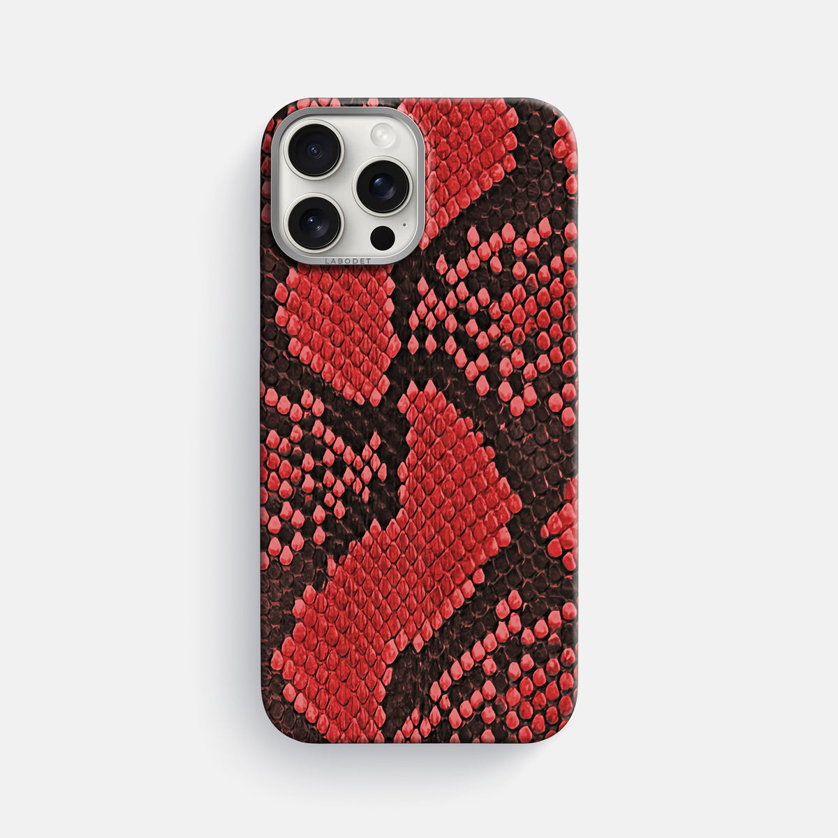 Red iPhone 16 Pro Max Classic Case In Python with Steel Metal -1 | Red-Steel