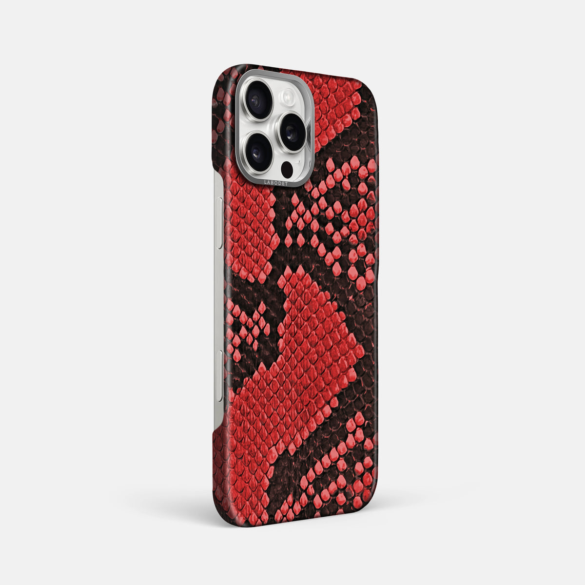Red iPhone 16 Pro Max Classic Case In Python with Steel Metal -2 | Red-Steel
