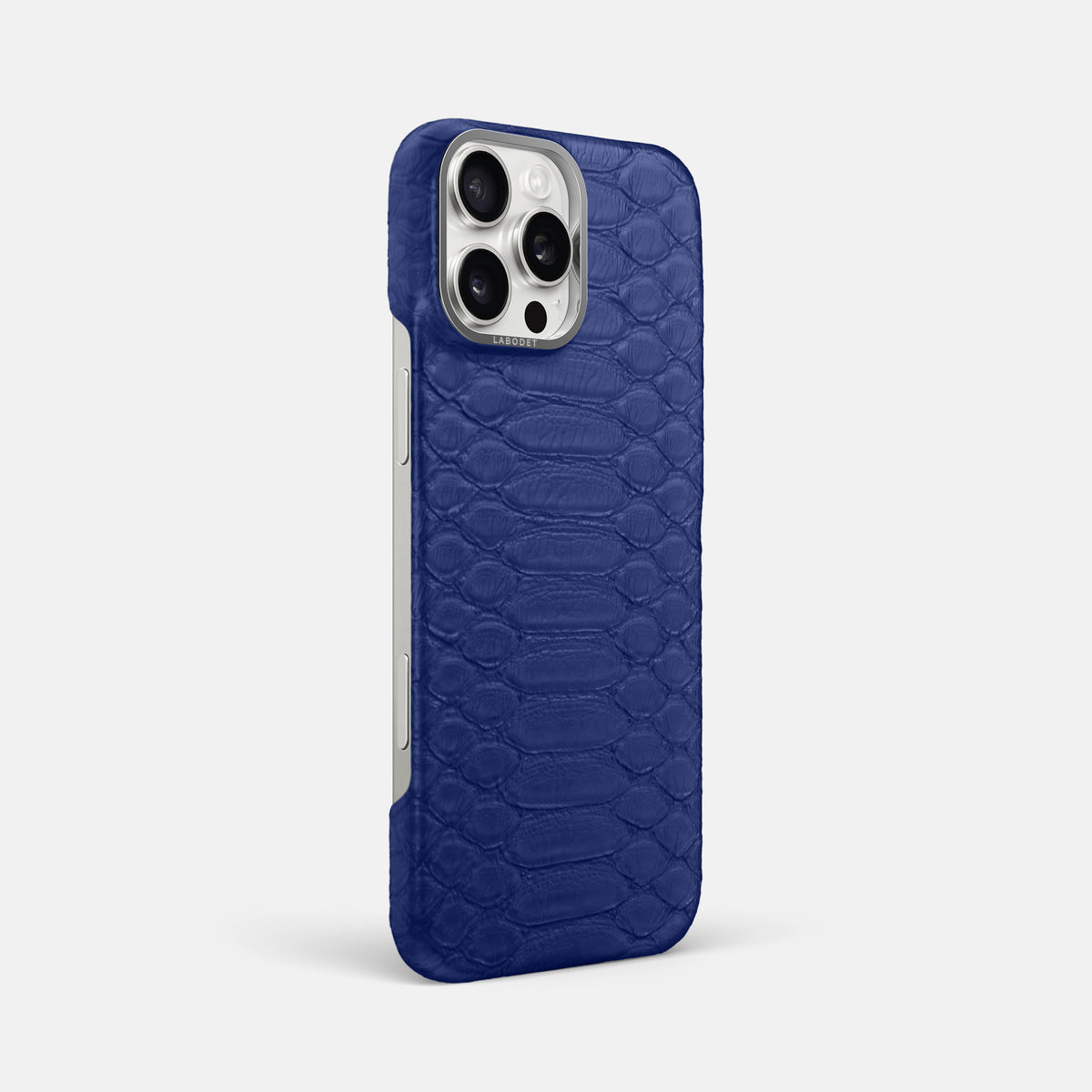 Royal Blue iPhone 16 Pro Max Classic Case Python with Steel Metal -2 | Royal-Blue-Steel