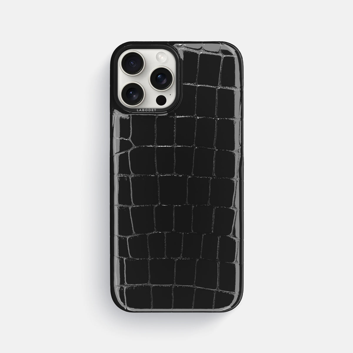 Black iPhone 16 Pro Max Classic Case Shiny Alligator with Black Metal -1 | Black-Black