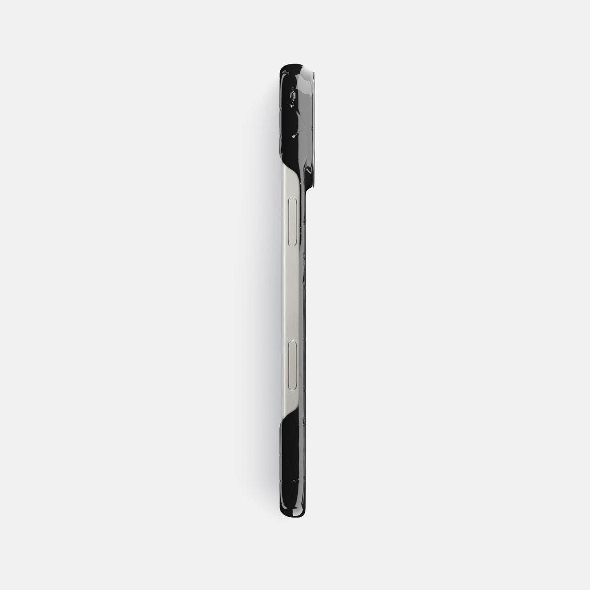 Black iPhone 16 Pro Max Classic Case Shiny Alligator with Steel Metal -3 | Black-Steel