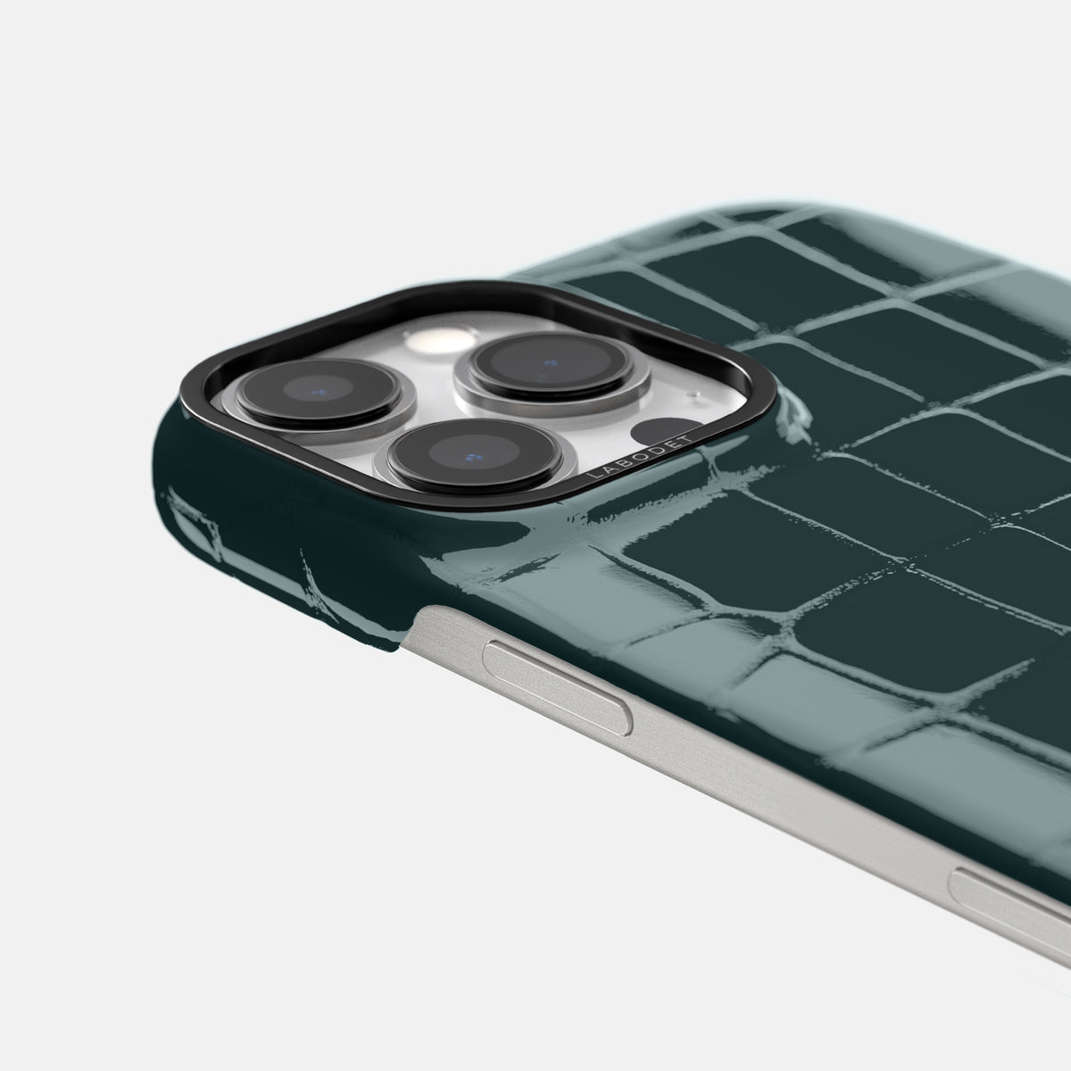 Duck Blue iPhone 16 Pro Max Classic Case Shiny Alligator with Black Metal -6 | Duck-Blue-Black