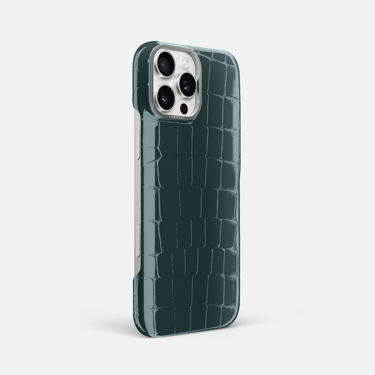 Duck Blue iPhone 16 Pro Max Classic Case Shiny Alligator with Steel Metal -2 | Duck-Blue-Steel
