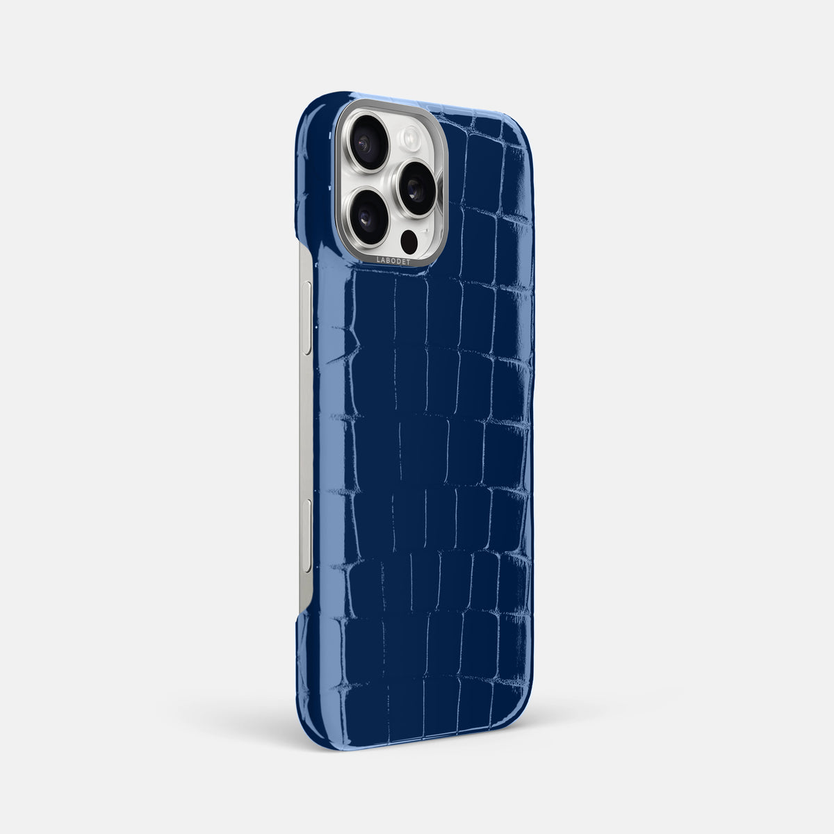 Mediterranean iPhone 16 Pro Max Classic Case Shiny Alligator with Steel Metal -2 | Mediterranean-Steel