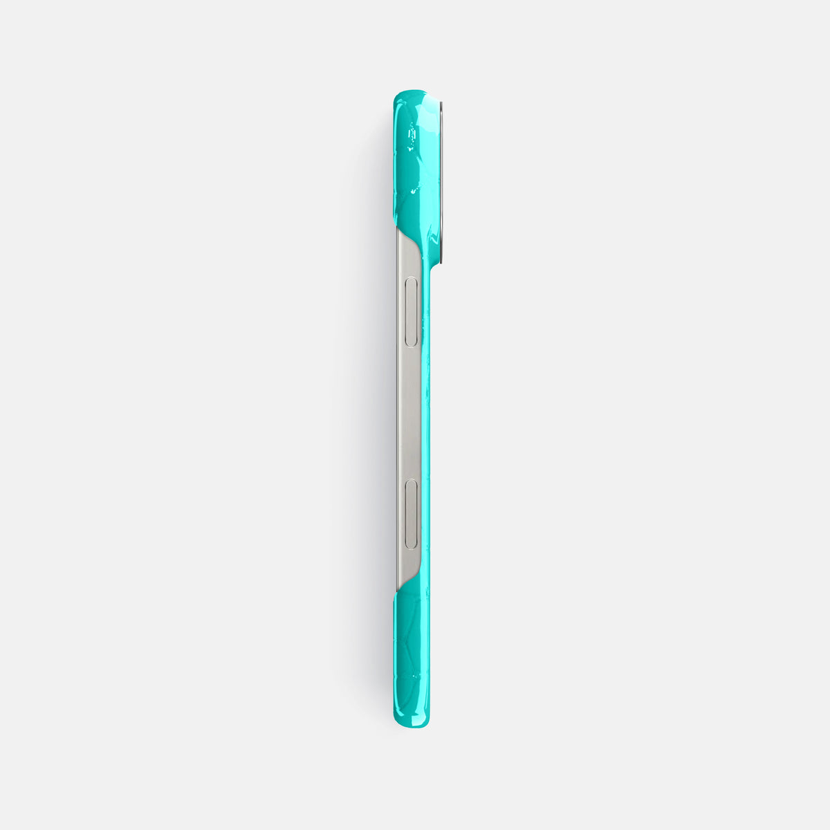 Mint iPhone 16 Pro Max Classic Case Shiny Alligator with Steel Metal -3 | Mint-Steel