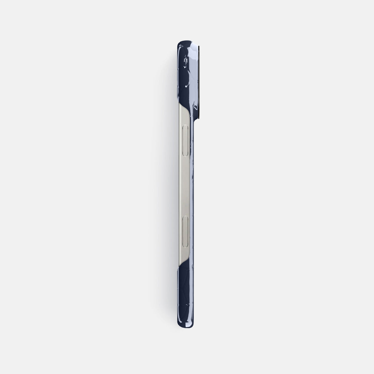 Navy-Blue iPhone 16 Pro Max Classic Case Shiny Alligator with Black Metal -3 | Navy-Blue-Black