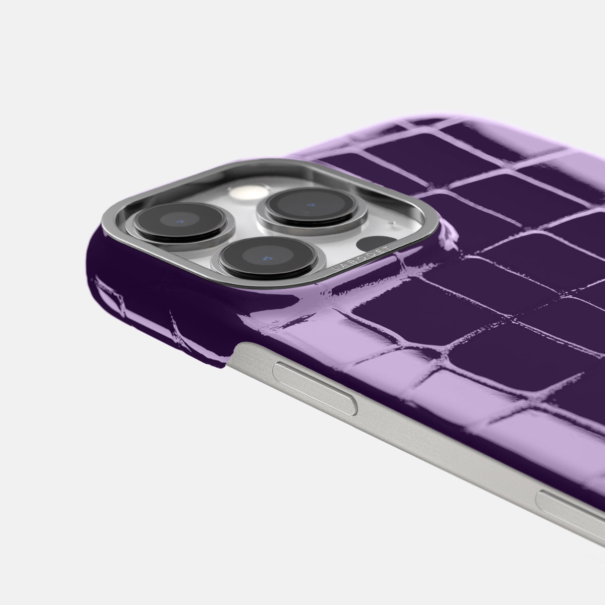 Purple iPhone 16 Pro Max Classic Case Shiny Alligator with Steel Metal -6 | Purple-Steel