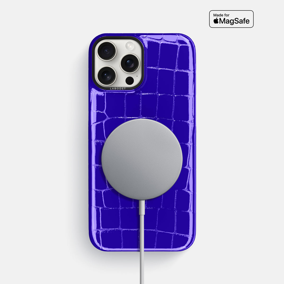 Royal Blue iPhone 16 Pro Max Classic Case Shiny Alligator with Black Metal -5 | Royal-Blue-Black