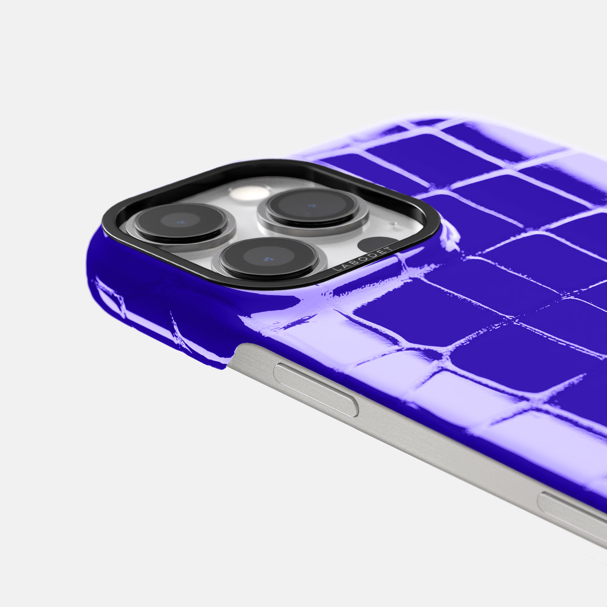 Royal Blue iPhone 16 Pro Max Classic Case Shiny Alligator with Black Metal -6 | Royal-Blue-Black