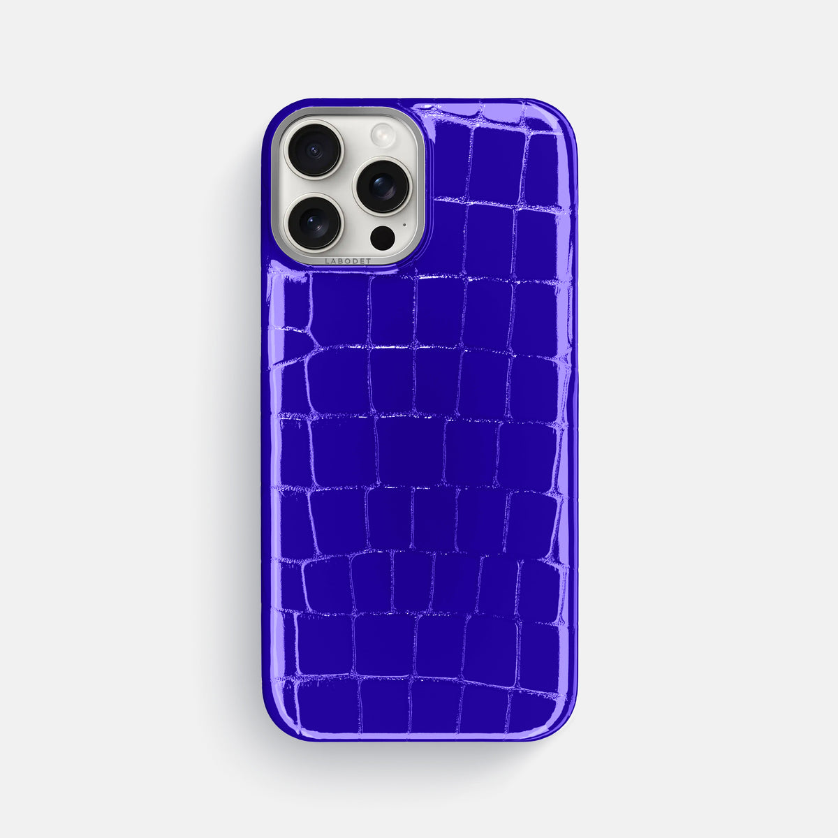 Royal Blue iPhone 16 Pro Max Classic Case Shiny Alligator with Steel Metal -1 | Royal-Blue-Steel