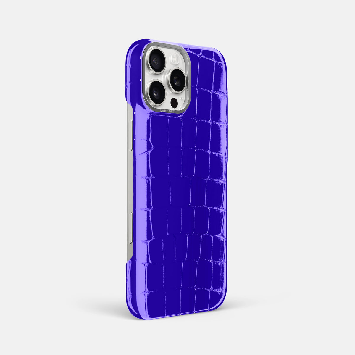 Royal Blue iPhone 16 Pro Max Classic Case Shiny Alligator with Steel Metal -2 | Royal-Blue-Steel