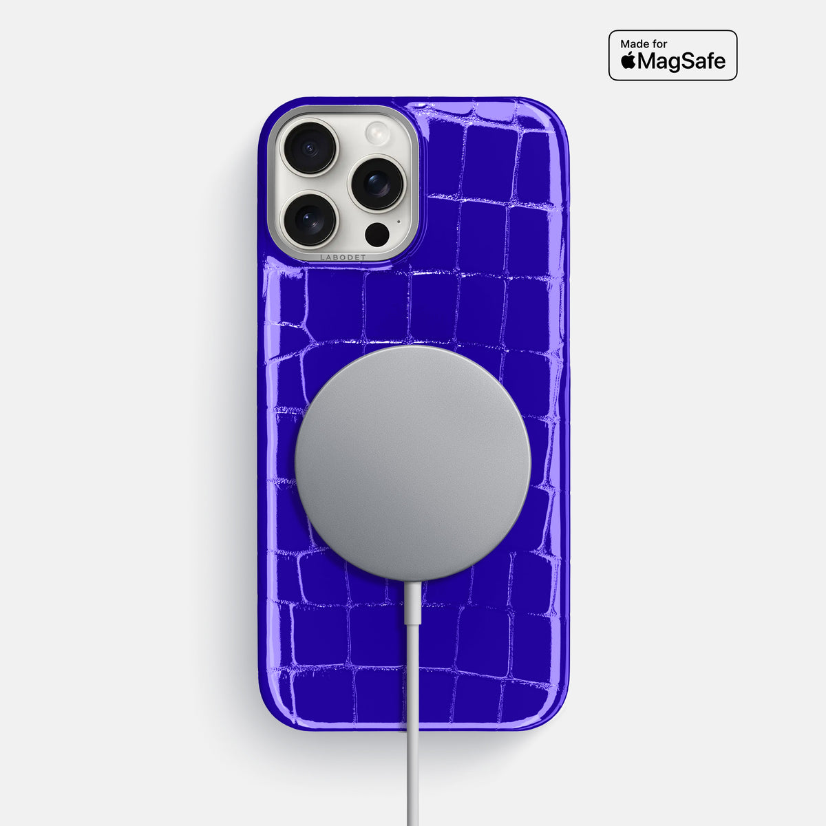 Royal Blue iPhone 16 Pro Max Classic Case Shiny Alligator with Steel Metal -5 | Royal-Blue-Steel