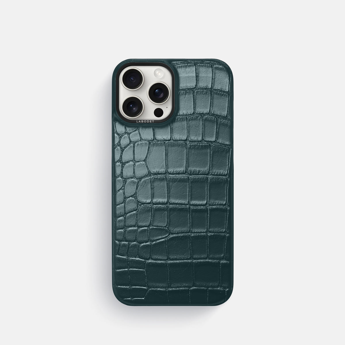 Metallic-Blue iPhone 16 Pro Classic Case Alligator with Black Metal -1 | Metallic-Blue-Black
