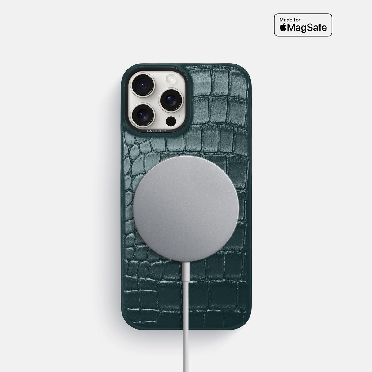 Metallic-Blue iPhone 16 Pro Classic Case Alligator with Black Metal -5 | Metallic-Blue-Black