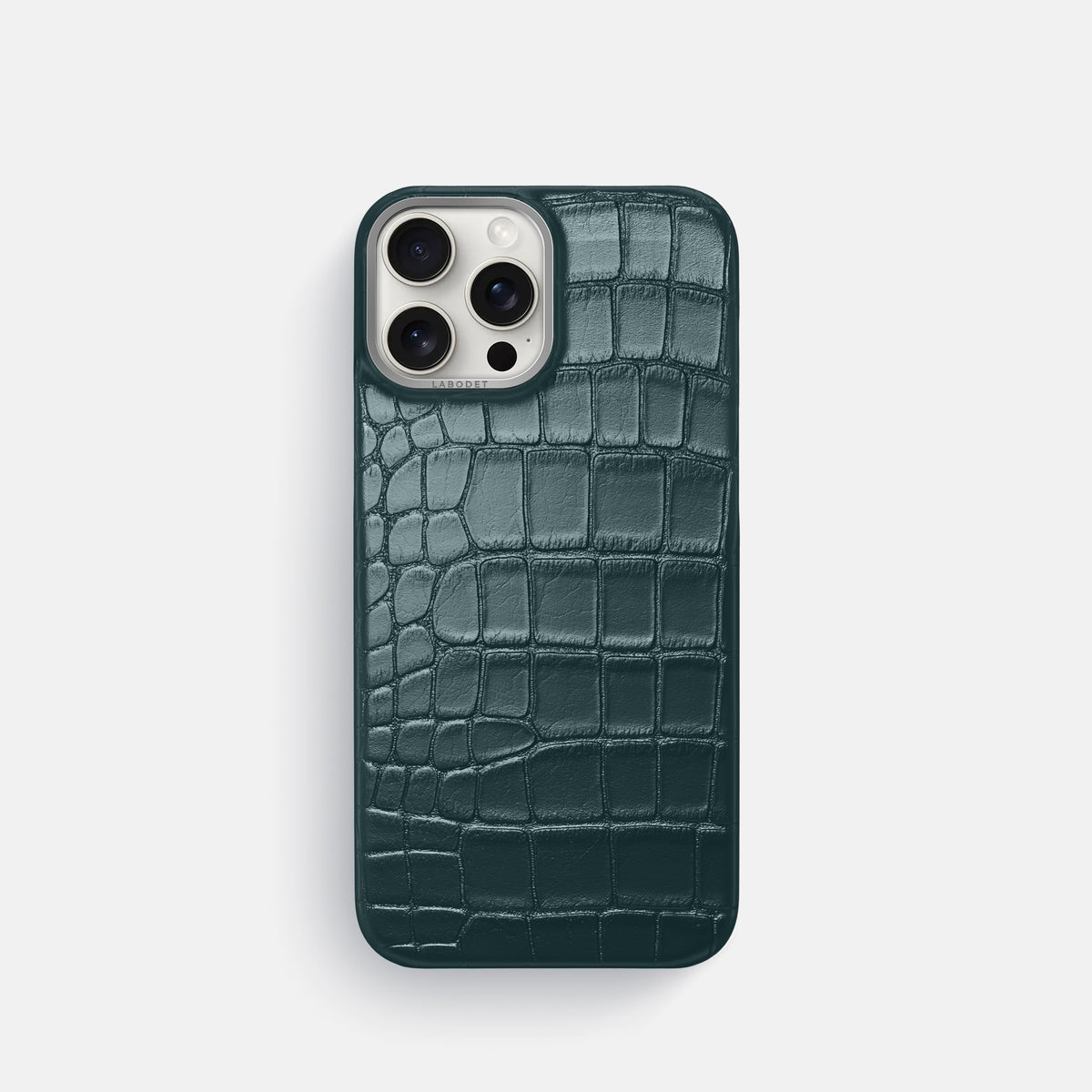 Metallic-Blue iPhone 16 Pro Classic Case Alligator with Steel Metal -1 | Metallic-Blue-Steel
