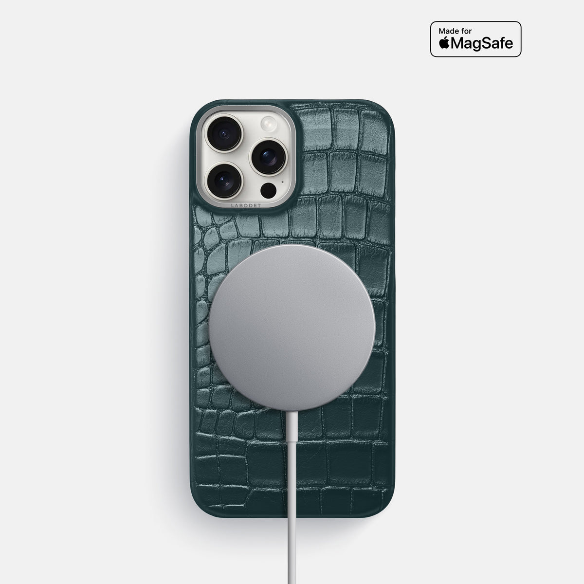 Metallic-Blue iPhone 16 Pro Classic Case Alligator with Steel Metal -5 | Metallic-Blue-Steel