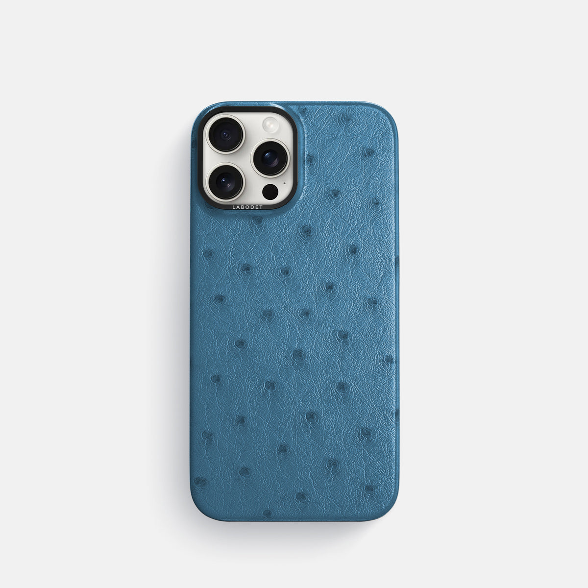 Blue-Jeans iPhone 16 Pro Classic Case Ostrich with Black Metal -1 | Blue-Jeans-Black