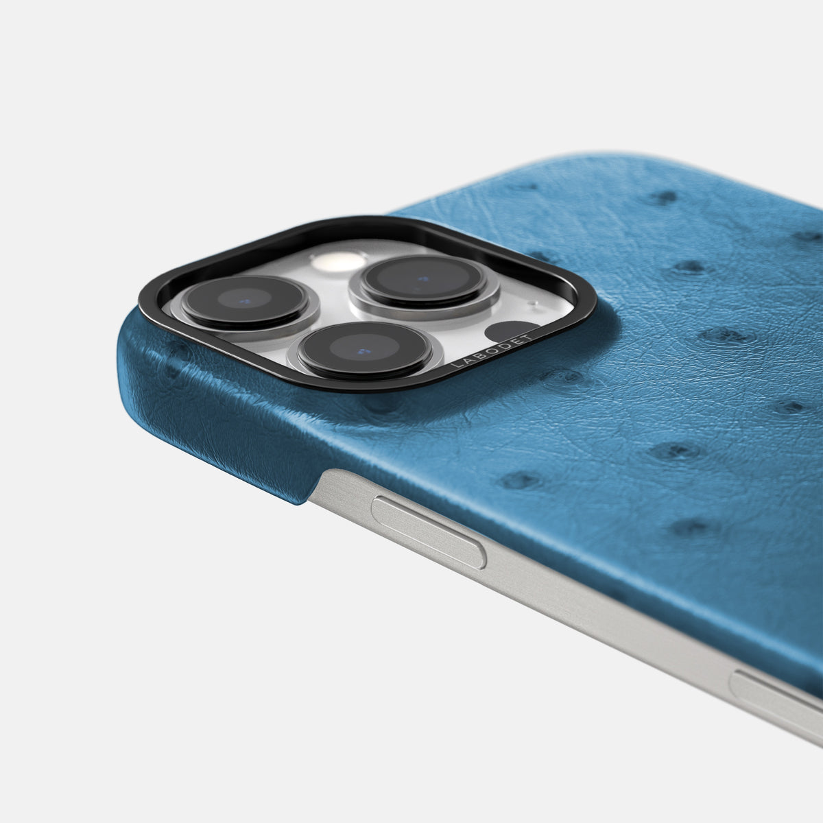 Blue-Jeans iPhone 16 Pro Classic Case Ostrich with Black Metal -6 | Blue-Jeans-Black