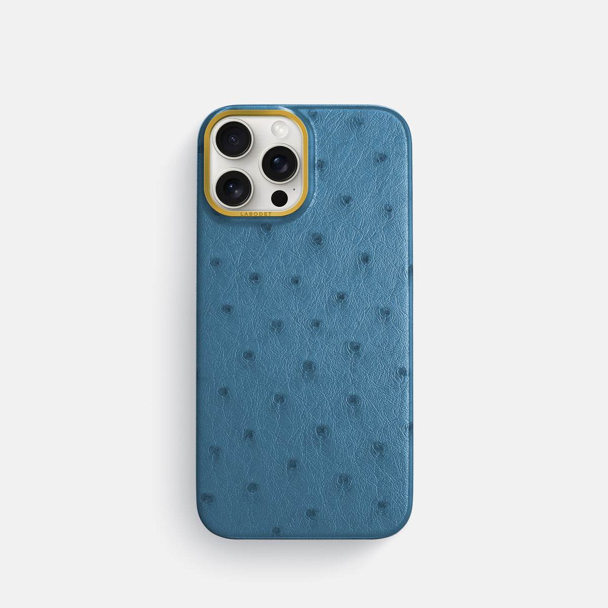 Blue-Jeans iPhone 16 Pro Classic Case Ostrich with Gold Metal -1 | Blue-Jeans-Gold