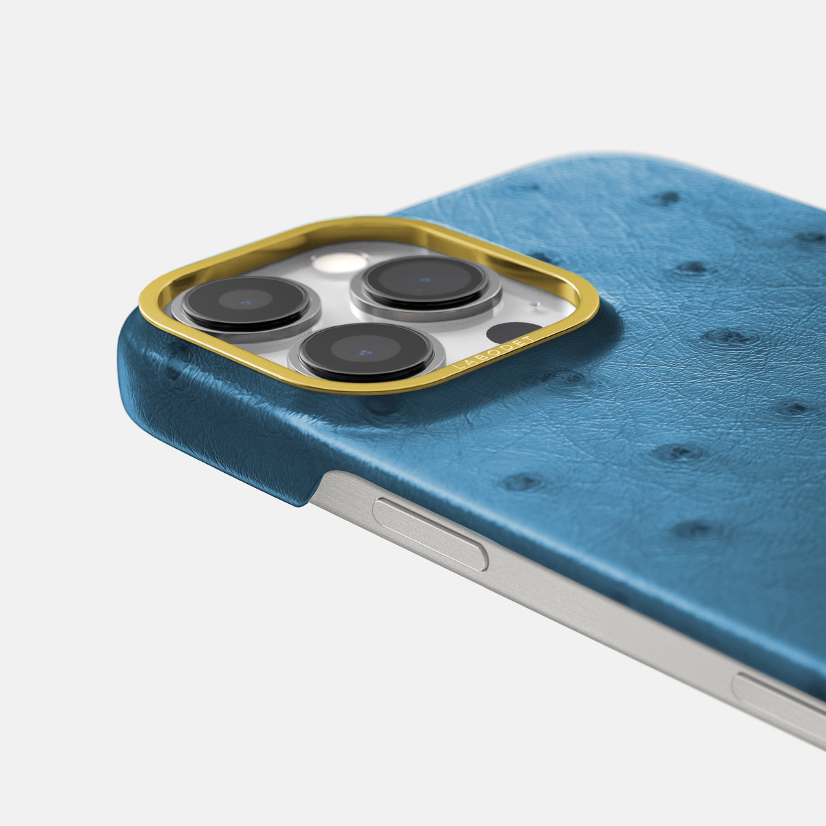 Blue-Jeans iPhone 16 Pro Classic Case Ostrich with Gold Metal -6 | Blue-Jeans-Gold