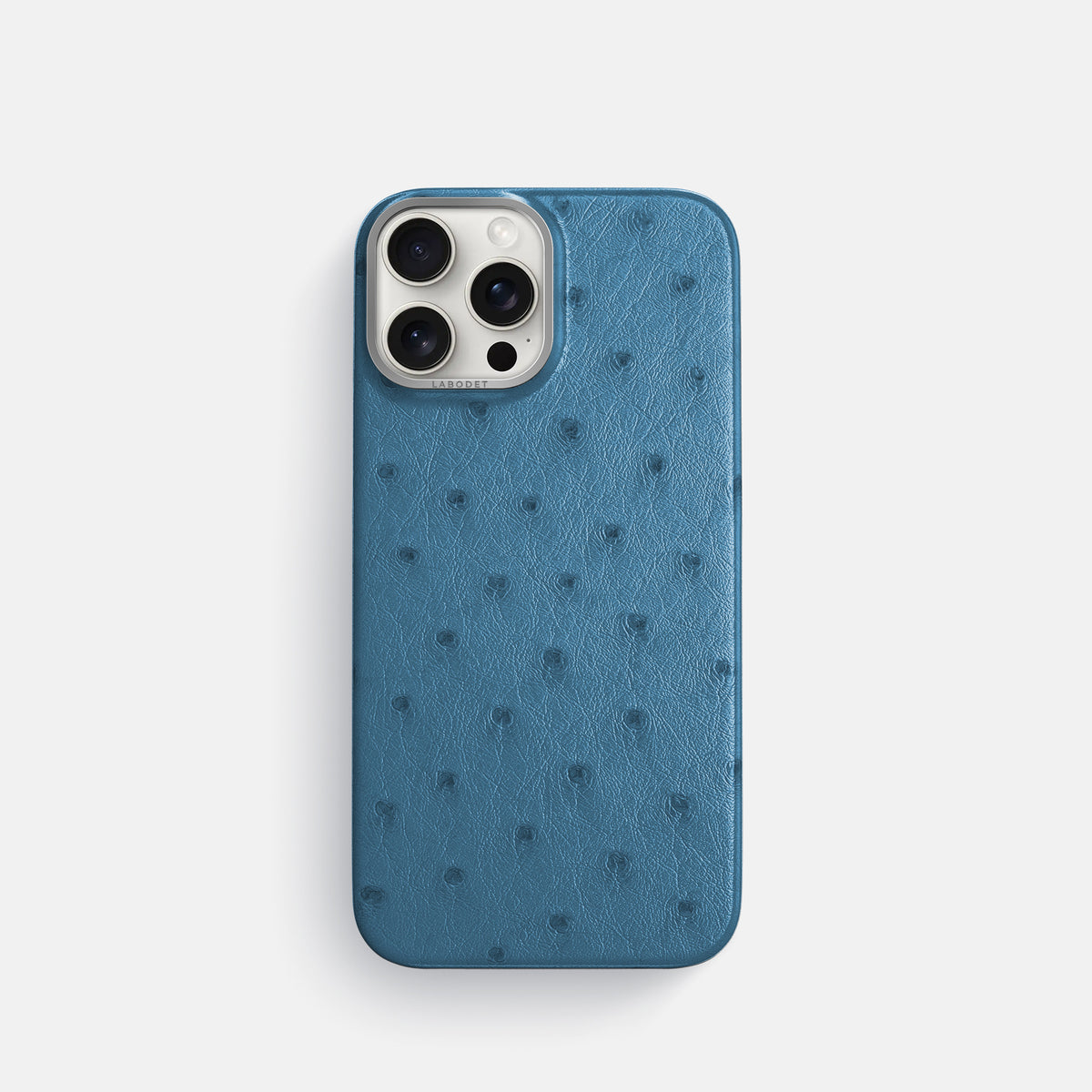 Blue-Jeans iPhone 16 Pro Classic Case Ostrich with Steel Metal -1 | Blue-Jeans-Steel