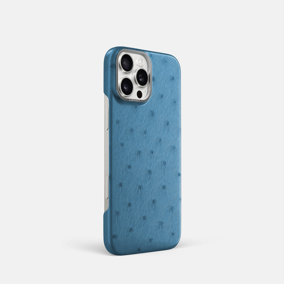 Blue-Jeans iPhone 16 Pro Classic Case Ostrich with Steel Metal -2 | Blue-Jeans-Steel