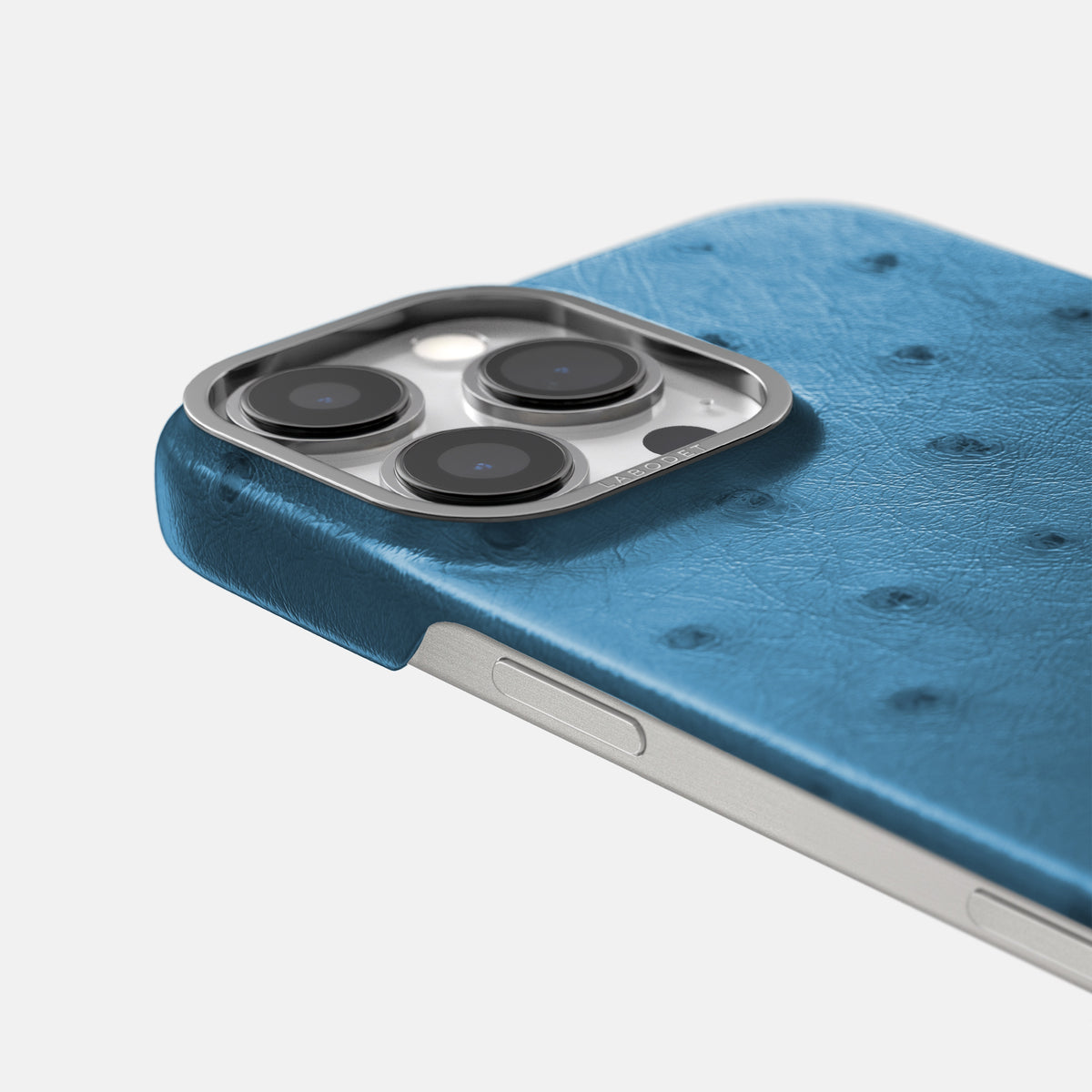 Blue-Jeans iPhone 16 Pro Classic Case Ostrich with Steel Metal -6 | Blue-Jeans-Steel