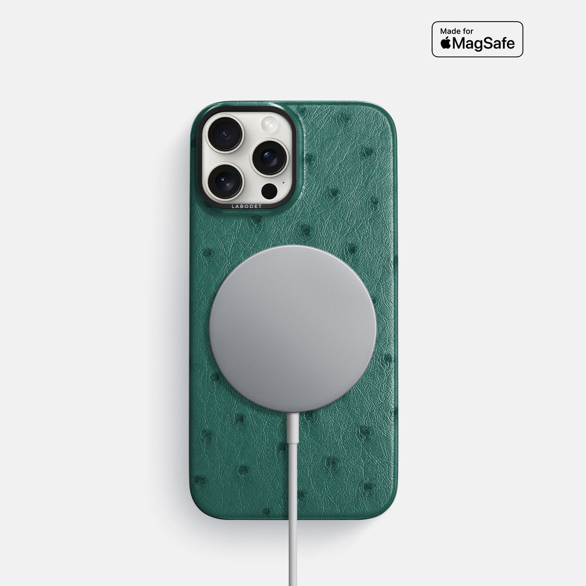 Forest-Green iPhone 16 Pro Classic Case Ostrich with Black Metal -5 | Forest-Green-Black