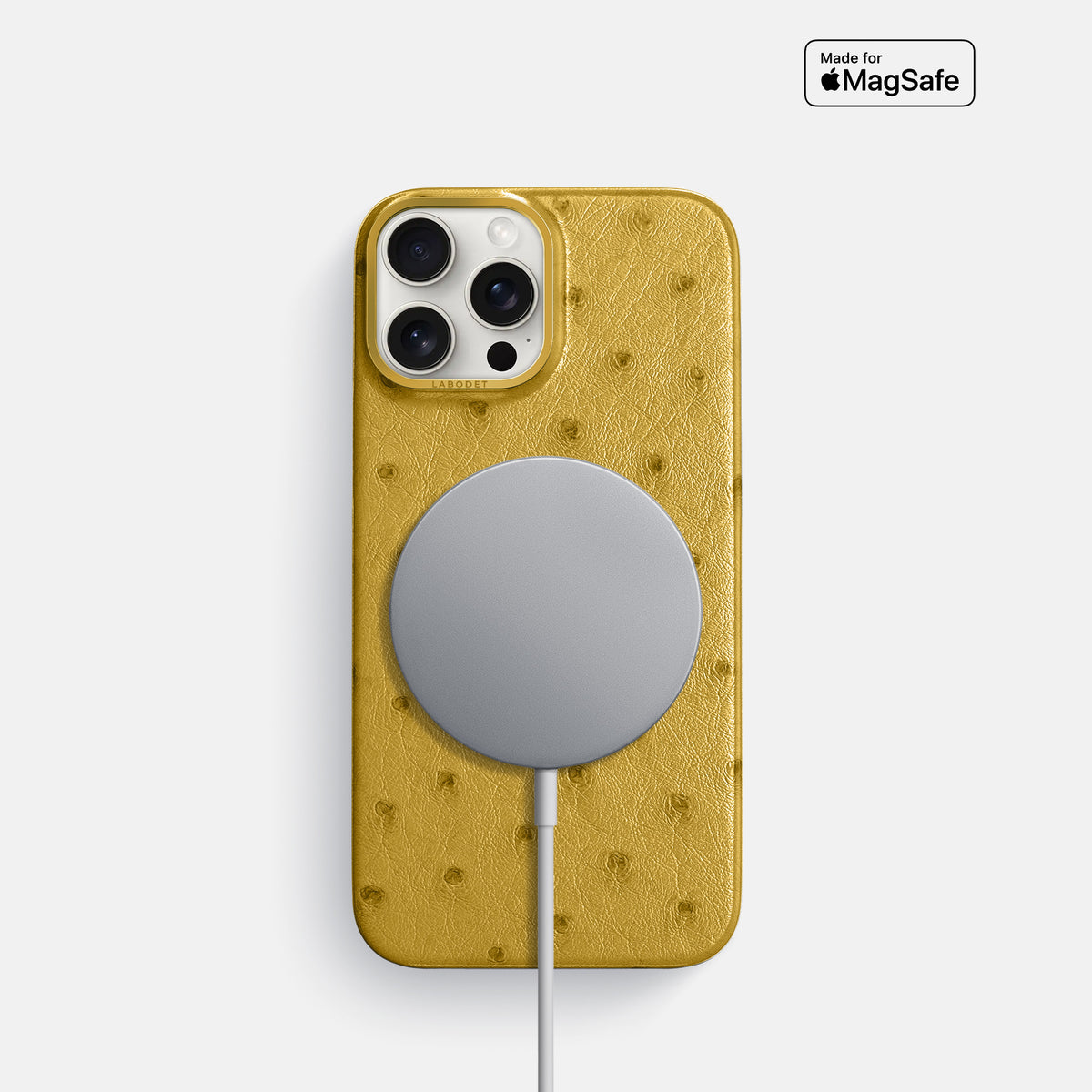 Gold iPhone 16 Pro Classic Case Ostrich with Gold Metal -5 | Gold-Gold