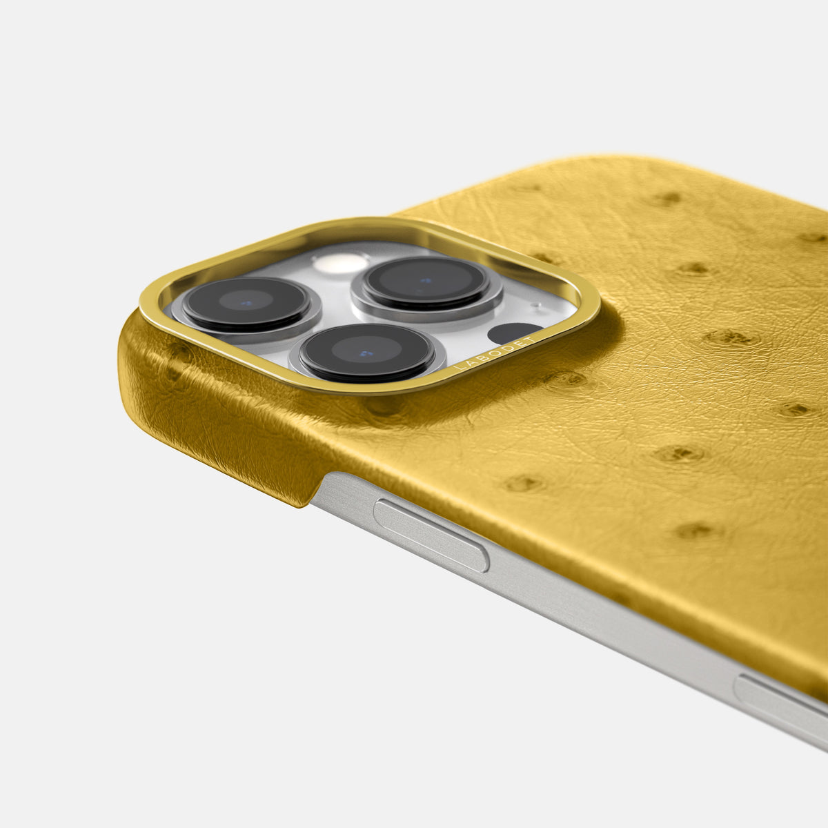 Gold iPhone 16 Pro Classic Case Ostrich with Gold Metal -6 | Gold-Gold