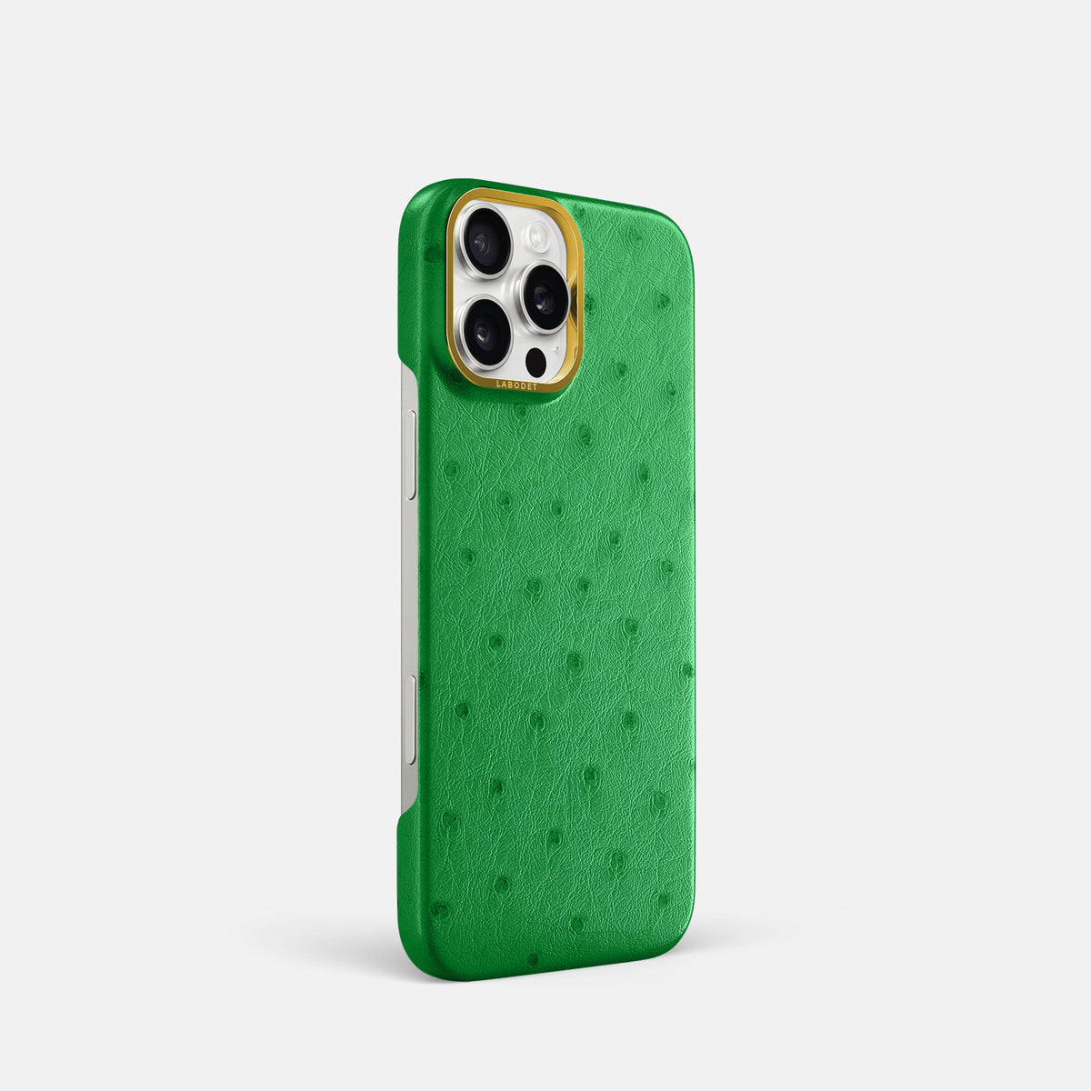 Kentucky Green iPhone 16 Pro Classic Case Ostrich with Gold Metal -2 | Kentucky-Green-Gold