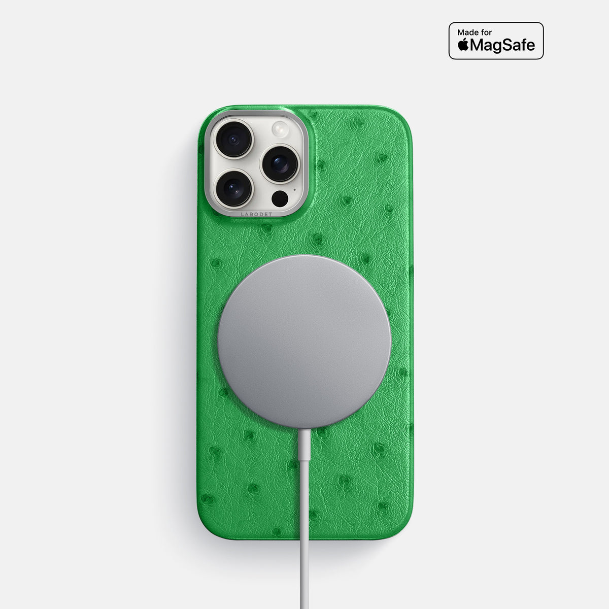 Kentucky Green iPhone 16 Pro Classic Case Ostrich with Steel Metal -5 | Kentucky-Green-Steel