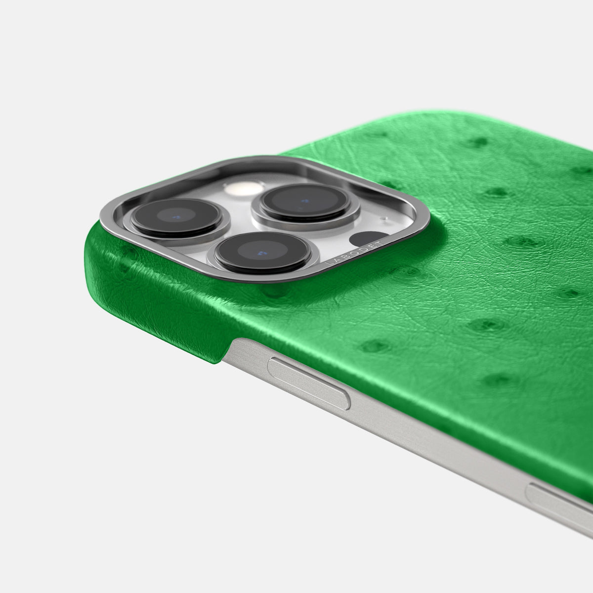 Kentucky Green iPhone 16 Pro Classic Case Ostrich with Steel Metal -6 | Kentucky-Green-Steel