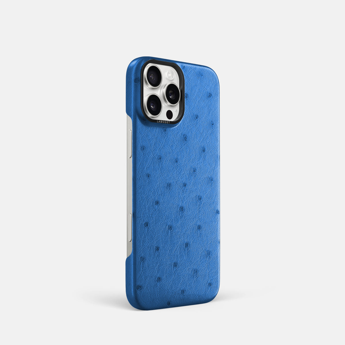 Royal-Blue iPhone 16 Pro Classic Case Ostrich with Black Metal -2 | Royal-Blue-Black