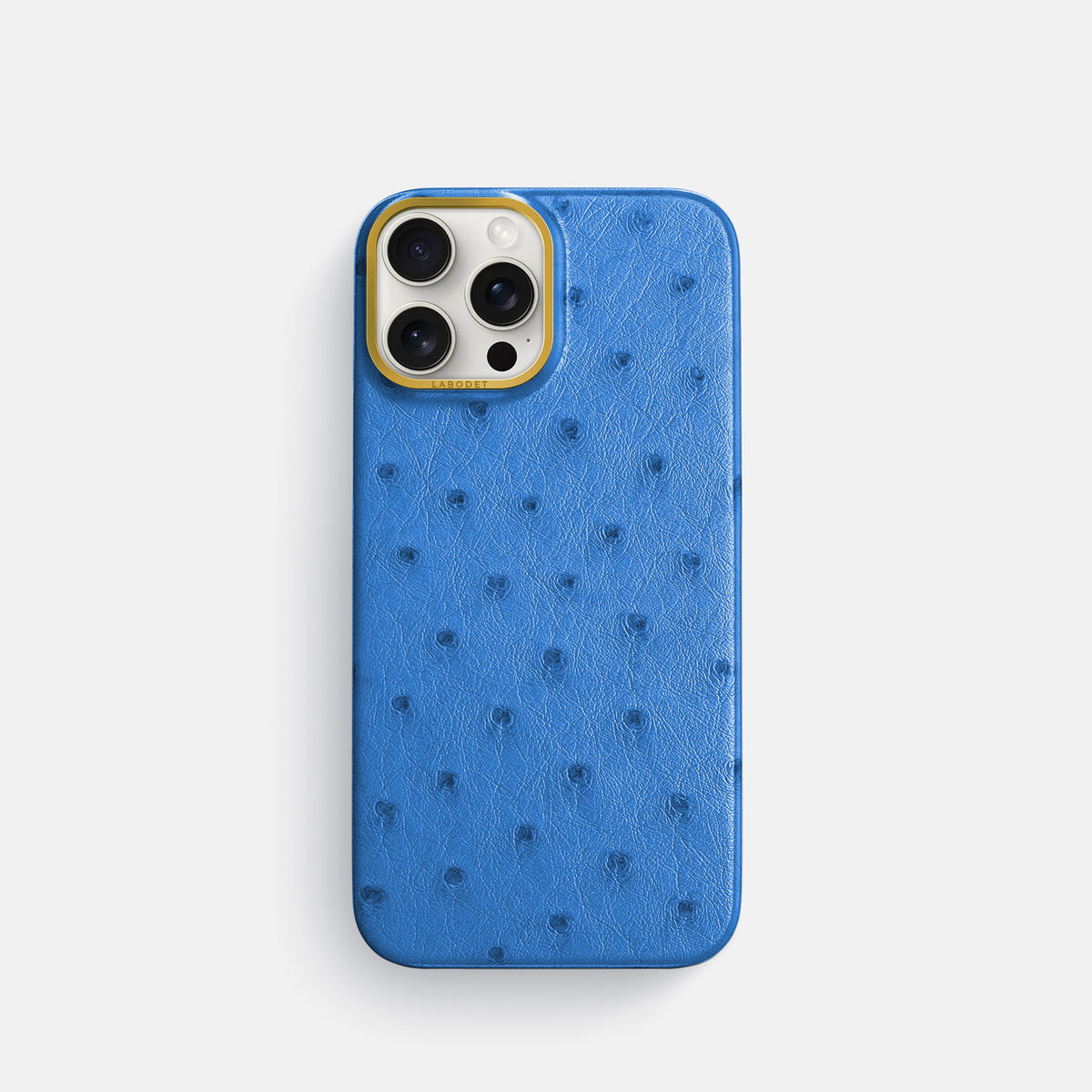 Royal-Blue iPhone 16 Pro Classic Case Ostrich with Gold Metal -1 | Royal-Blue-Gold