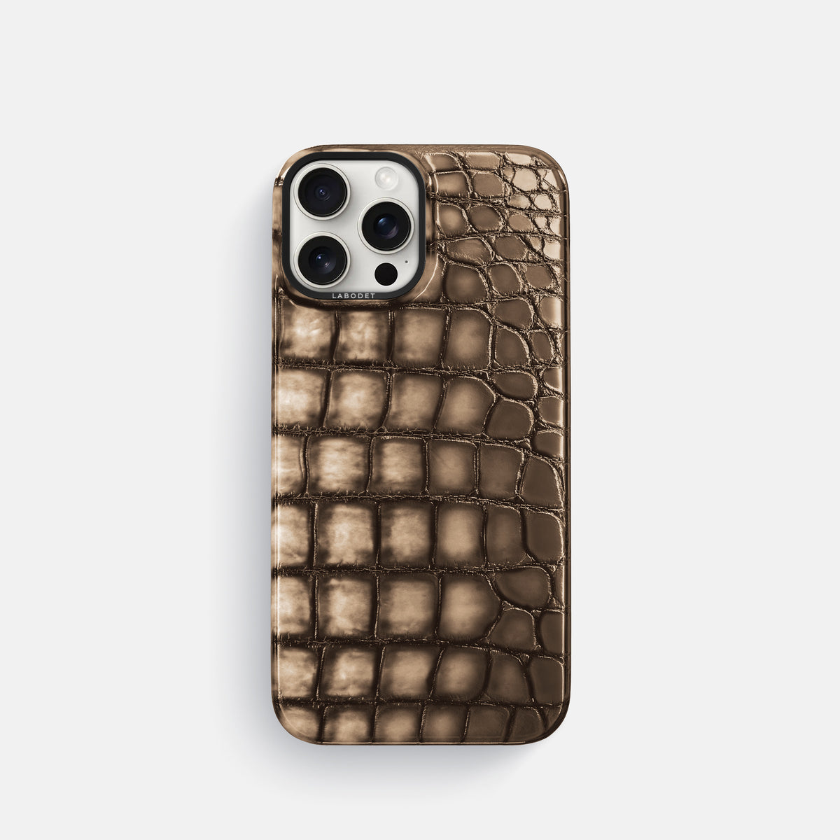 Etoupe iPhone 16 Pro Classic Case Patina Alligator with Black Metal -1 | Etoupe-Black