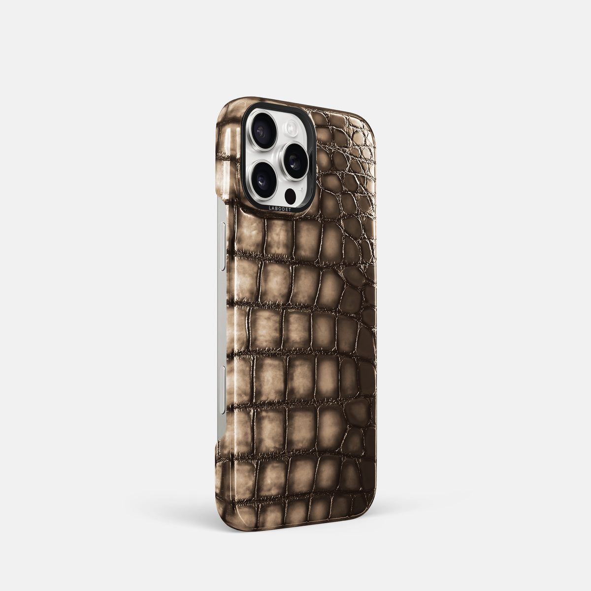 Etoupe iPhone 16 Pro Classic Case Patina Alligator with Black Metal -2 | Etoupe-Black