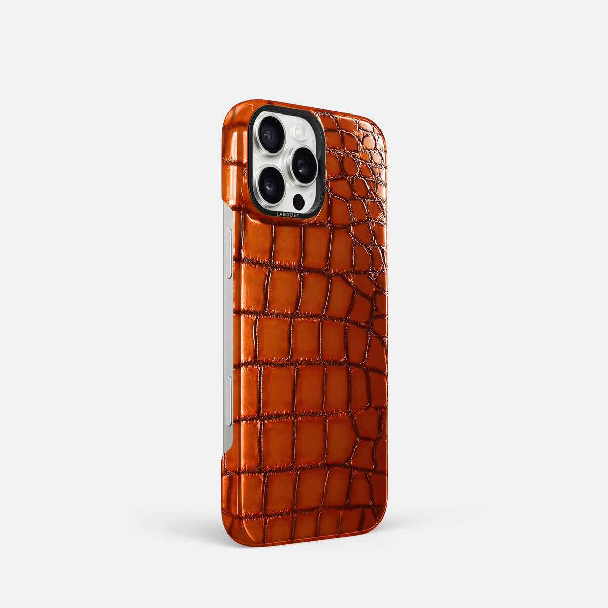 Clay-Court iPhone 16 Pro Classic Case Patina Alligator with Black Metal -2 | Clay-Court-Black