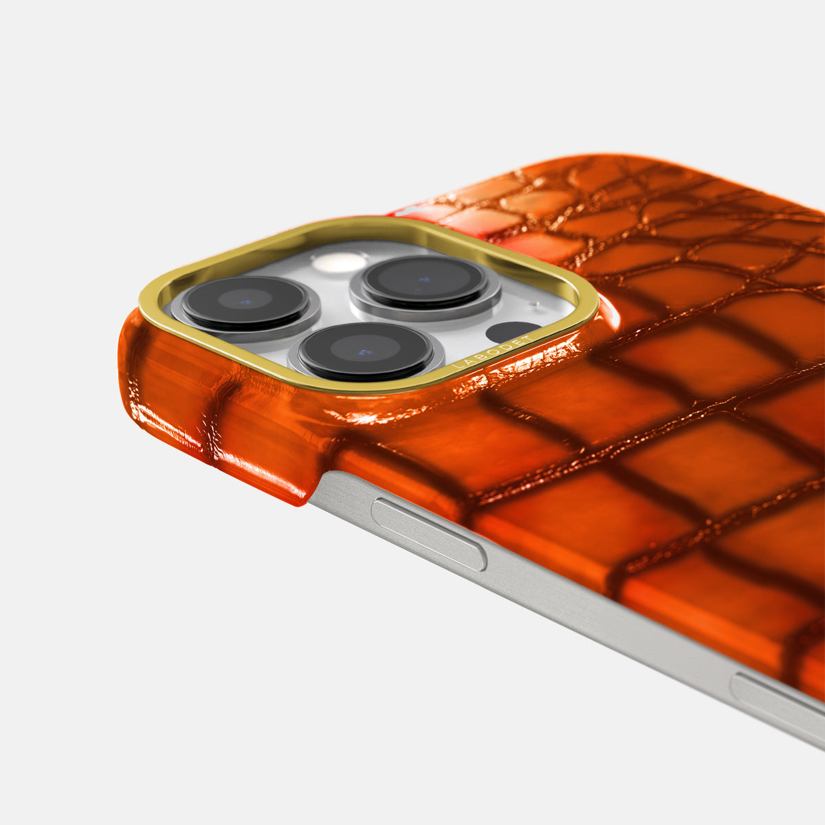 Clay-Court iPhone 16 Pro Classic Case Patina Alligator with Gold Metal -6 | Clay-Court-Gold