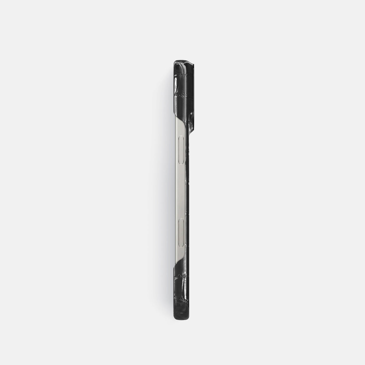 Havana-Black iPhone 16 Pro Classic Case Patina Alligator with Black Metal -3 | Havana-Black-Black