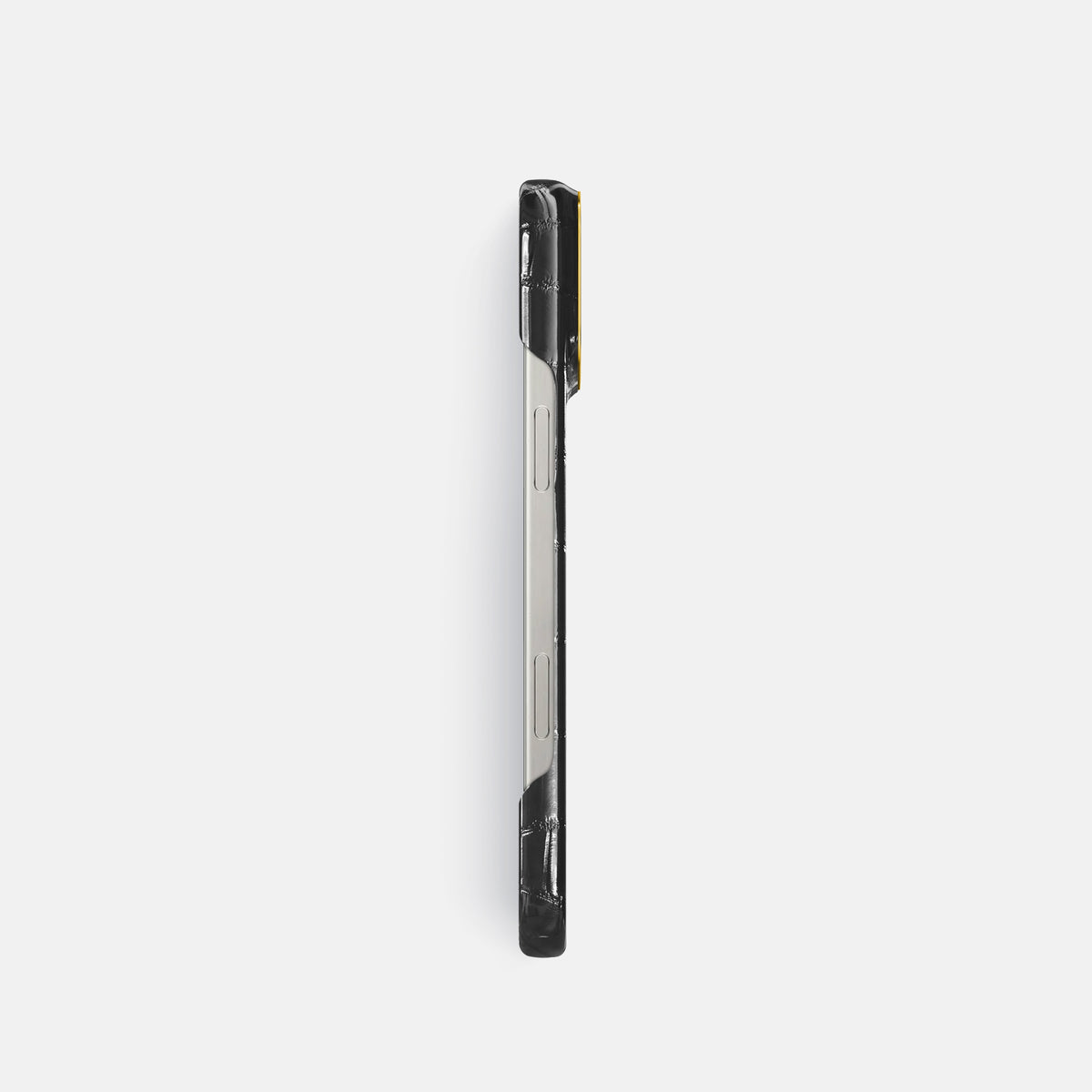 Havana-Black iPhone 16 Pro Classic Case Patina Alligator with Gold Metal -3 | Havana-Black-Gold