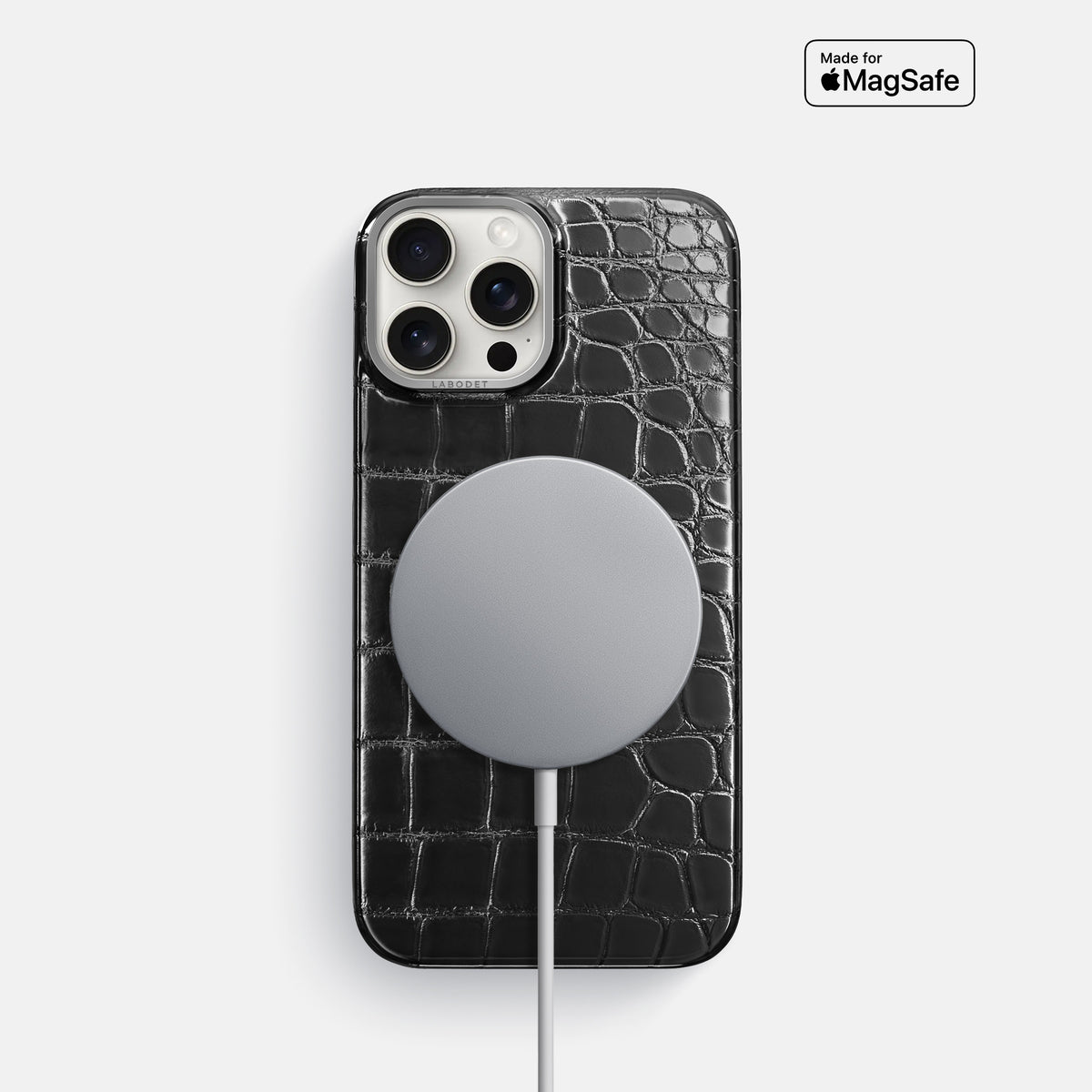 Havana-Black iPhone 16 Pro Classic Case Patina Alligator with Steel Metal -5 | Havana-Black-Steel