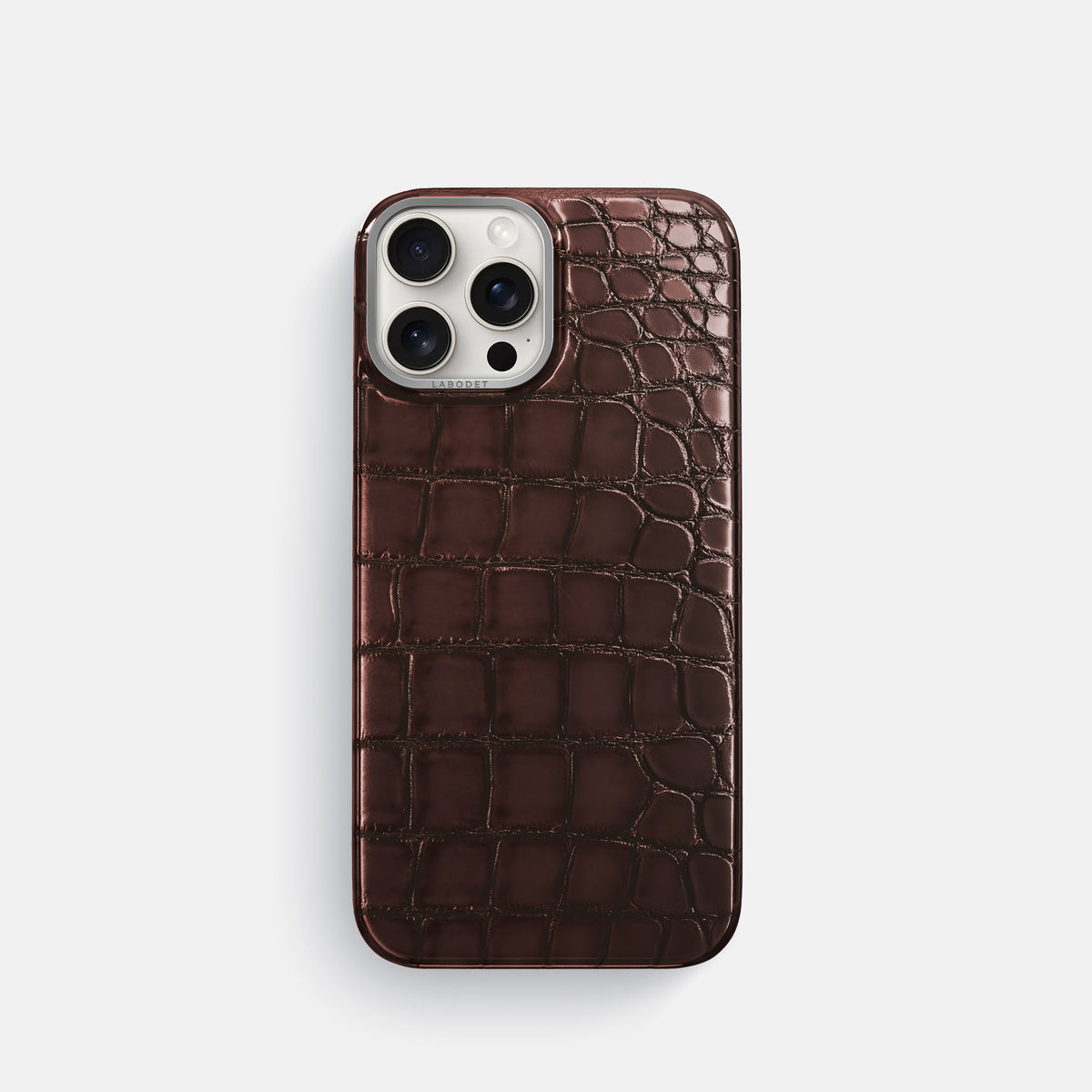 Grape-Wine iPhone 16 Pro Classic Case Patina Alligator with Steel Metal -1 | Grape-Wine-Steel